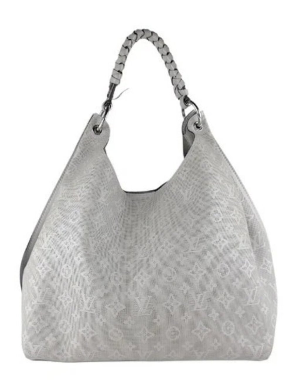 Auth LOUIS VUITTON Monogram Mahina Carmel Shoulder Bag Gray M21775 - z9889
